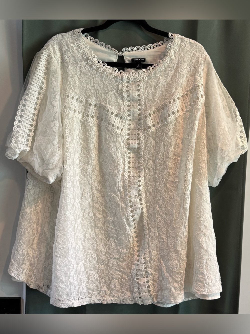 torrid Ivory Lace Short Sleeve Blouse